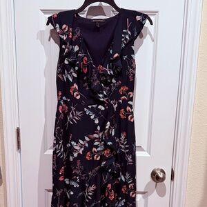 Banana Republic Navy Floral Ruffle Maxi Dress – Size 4P